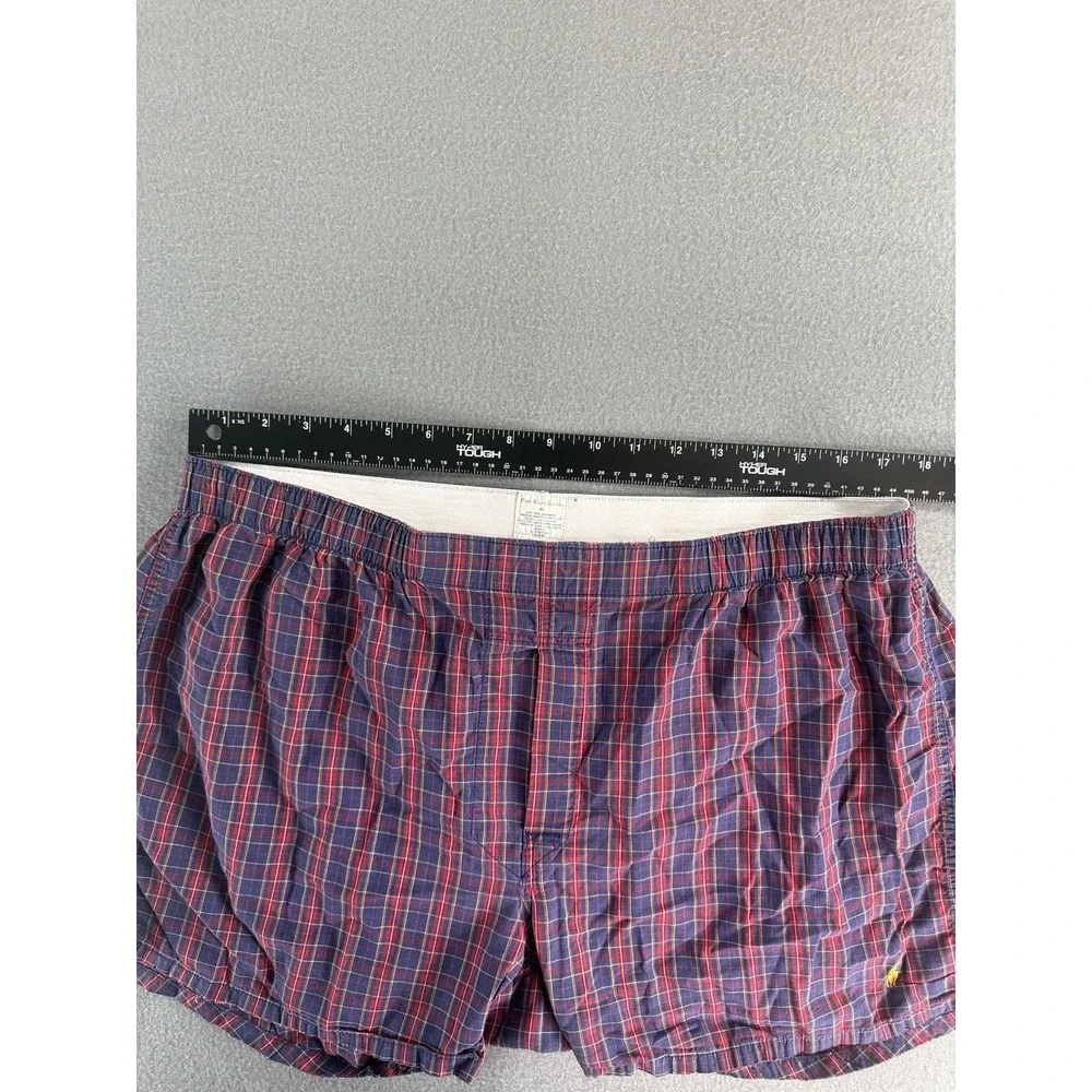 Polo Ralph Lauren Boxer Shorts Mens 40 Blue Red Plaid Cotton Underwear‎